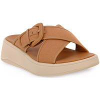 Zapatos Mujer Zuecos (Mules) FitFlop F MODE BUCKLE CANVAS PLATFORM Beige