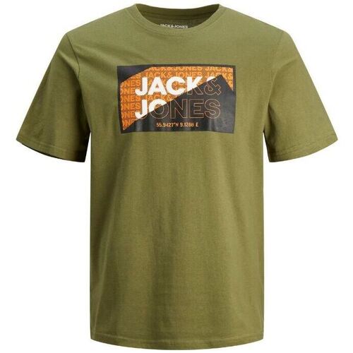 textil Hombre Camisetas manga corta Jack & Jones CAMISETA JCOLOGAN  HOMBRE Verde