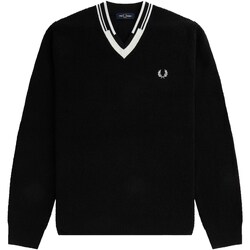 textil Hombre Sudaderas Fred Perry Fp Abstract Tipped V-Neck Jumper Negro