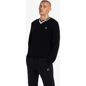 Fred Perry Fp Abstract Tipped V-Neck Jumper Negro