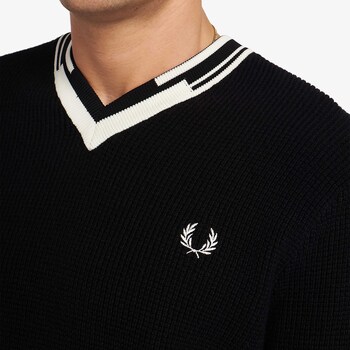 Fred Perry Fp Abstract Tipped V-Neck Jumper Negro