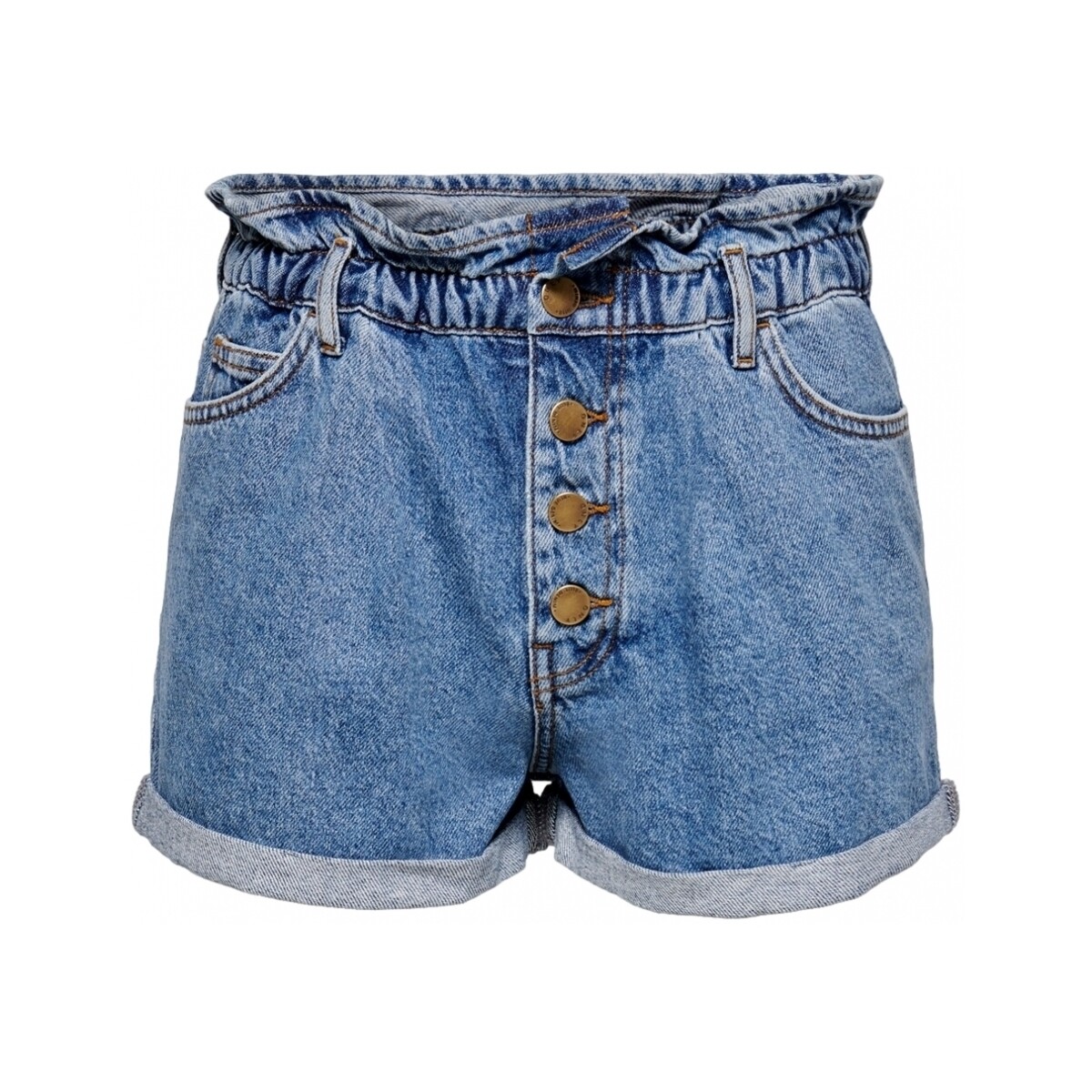 textil Mujer Shorts / Bermudas Only Shorts Cuba Paperbag - Medium Blue Denim Azul