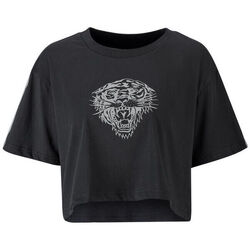 textil Hombre Camisetas manga corta Ed Hardy Tiger glow crop top black Negro