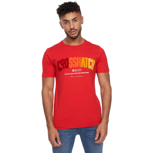 textil Hombre Camisetas manga larga Crosshatch Flocked Rojo
