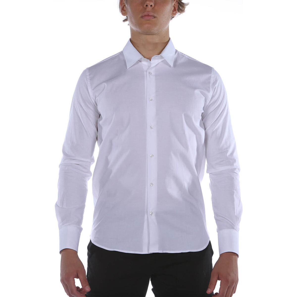 textil Hombre Camisas manga larga Sl56 Camicia  Colletto Cotone Blanco