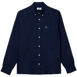 textil Hombre Camisas manga larga Lacoste Linen Casual Shirt - Marine Azul