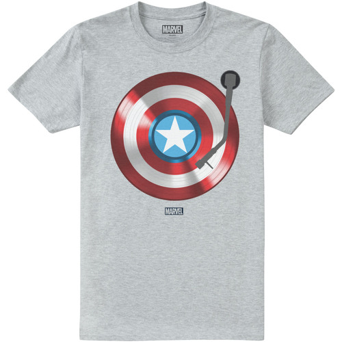 textil Hombre Camisetas manga larga Captain America Record Gris