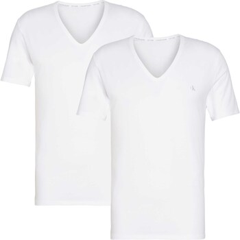 textil Hombre Tops y Camisetas Calvin Klein Jeans S/S V Neck 2Pk Blanco
