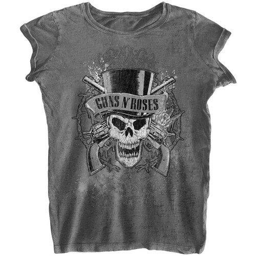 textil Mujer Camisetas manga larga Guns N Roses Faded Skull Gris