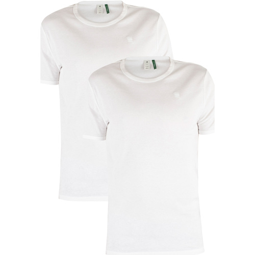 textil Hombre Camisetas manga corta G-Star Raw 2 Pack Slim Crew Camisetas Blanco