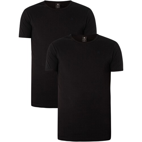 textil Hombre Camisetas manga corta G-Star Raw 2 Pack Slim Crew Camisetas Negro