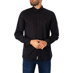 textil Hombre Camisas manga larga Tommy Hilfiger Camisa De Popelina Core Flex Negro