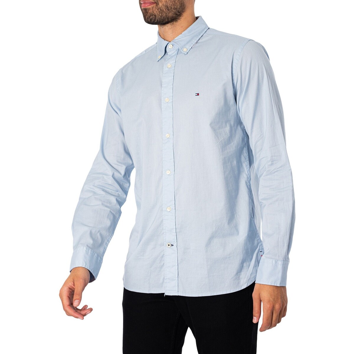 textil Hombre Camisas manga larga Tommy Hilfiger Camisa De Popelina Core Flex Azul