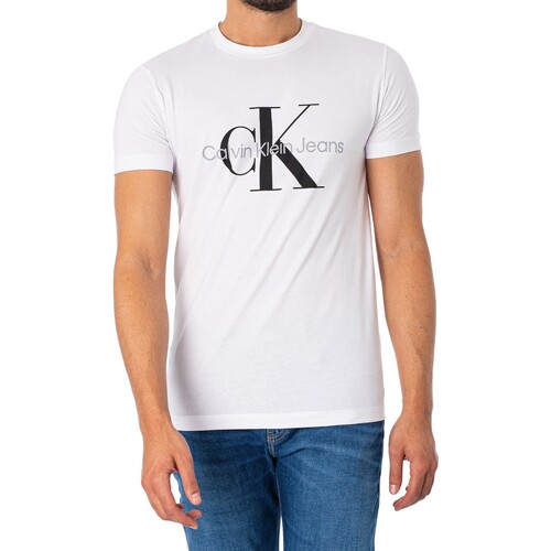 textil Hombre Camisetas manga corta Calvin Klein Jeans Camiseta Ajustada Core Monologo Blanco