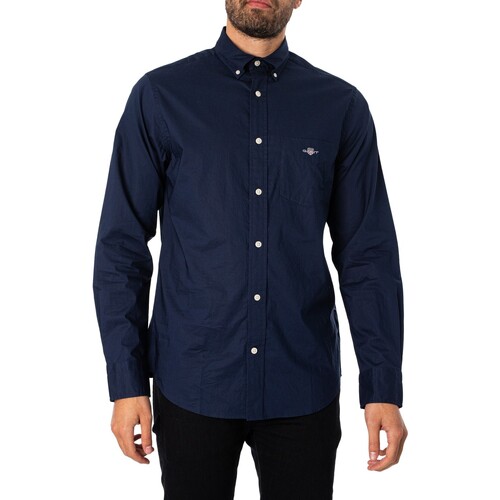 textil Hombre Camisas manga larga Gant Camisa De Popelina Regular Azul