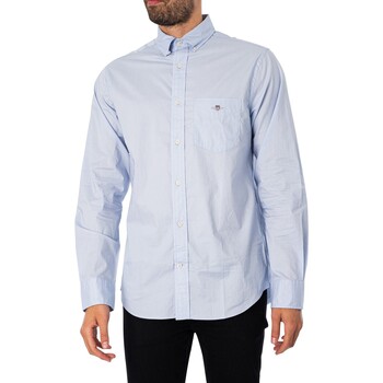 textil Hombre Camisas manga larga Gant Camisa De Popelina Regular Azul