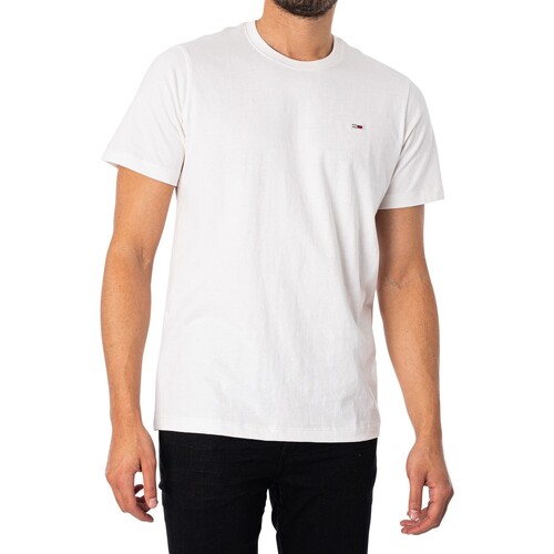textil Hombre Camisetas manga corta Tommy Jeans Camiseta Clásica De Punto Blanco