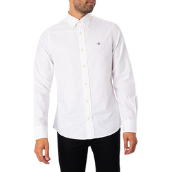textil Hombre Camisas manga larga Gant Camisa Oxford De Corte Slim Blanco