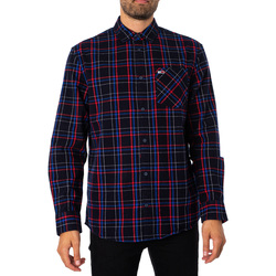 textil Hombre Camisas manga larga Tommy Jeans Camisa Clásica A Cuadros Con Bolsillo Multicolor