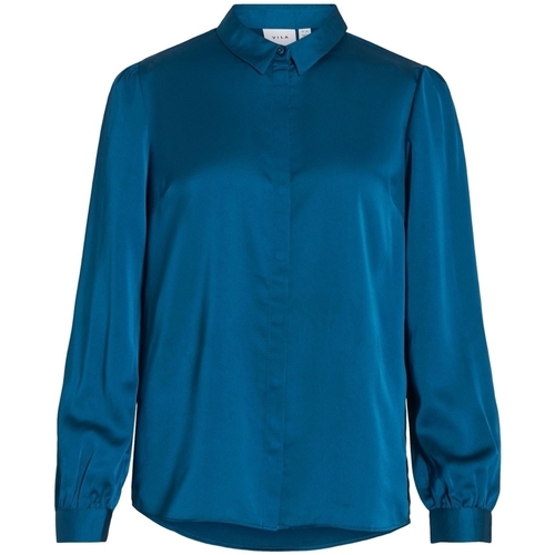 textil Mujer Tops / Blusas Vila Noos Ellette Satin Shirt - Moroccan Blue Azul