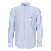 textil Hombre Camisas manga larga Gant REG POPLIN STRIPE SHIRT Blanco / Azul
