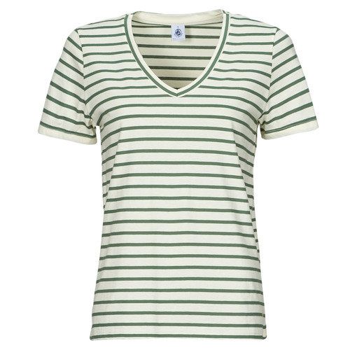textil Mujer Camisetas manga corta Petit Bateau A0ACS COL V Blanco / Verde