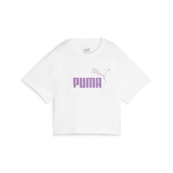 textil Niña Camisetas manga corta Puma GRILS LOGO CROPPED TEE Blanco