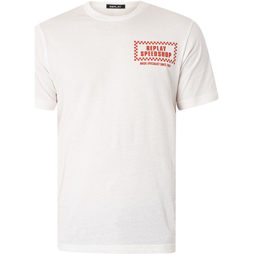textil Hombre Camisetas manga corta Replay Speedshop Volver Camiseta Gráfica Blanco