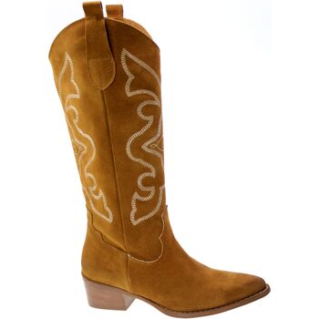 Zapatos Mujer Botines Echo Texano Donna Cuoio Tx705 Marrón