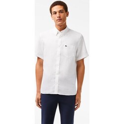 textil Hombre Camisas manga corta Lacoste CH4991 Camiseta hombre Blanco