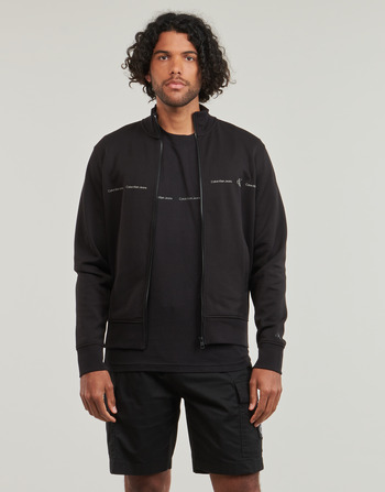 textil Hombre Sudaderas Calvin Klein Jeans LOGO REPEAT ZIP THROUGH Negro