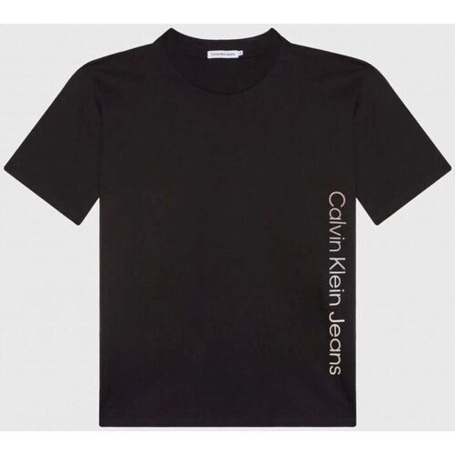 textil Niños Tops y Camisetas Calvin Klein Jeans IU0IU00465 INSTITUTIONAL-BEH BLACK Negro