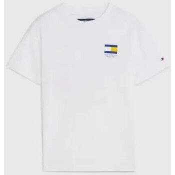 textil Niño Tops y Camisetas Tommy Hilfiger KB0KB08328 FLAG TEE-YBR WHITE Blanco