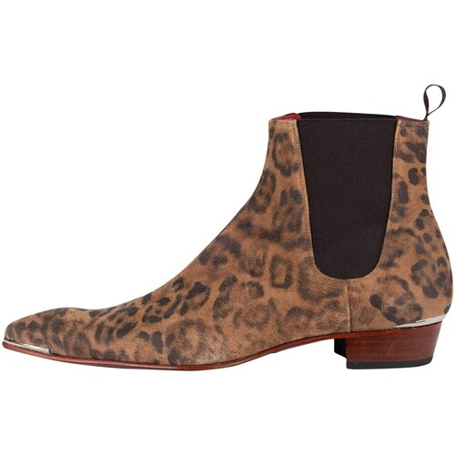 Zapatos Hombre Botas urbanas Jeffery-West Botines Chelsea Con Estampado De Leopardo Marrón