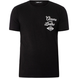 textil Hombre Camisetas manga corta Replay Atrás Camiseta Del Logotipo Negro