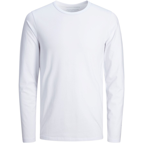 textil Hombre Camisetas manga larga Jack & Jones 12059220 JJEBASIC O-NECK TEE LS NOOS OPT WHITE Blanco