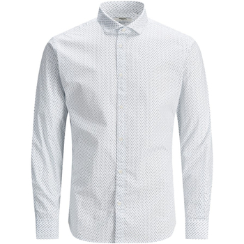 textil Hombre Camisas manga larga Jack & Jones 12234533 JWHBLACKPOOL STRETCH SHIRT LS UK WHITE Blanco
