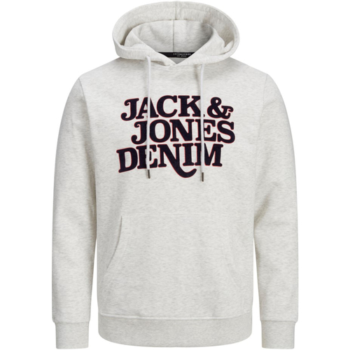 textil Hombre Sudaderas Jack & Jones 12211501 JJRACK SWEAT HOOD WHITE MELANGE Gris