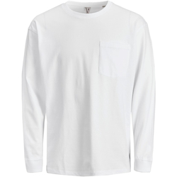 textil Hombre Camisetas manga larga Jack & Jones 12218186 JWHTANBY TEE LS CREW NECK WHITE Blanco