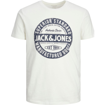 textil Niño Camisetas manga corta Jack & Jones 12237363 JJEJEANS TEE SS O-NECK 23/24 SNJNR CLOUD DANCER Blanco