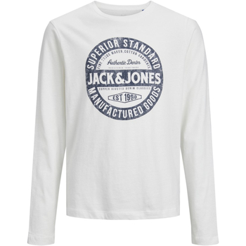 textil Niño Camisetas manga larga Jack & Jones 12237416 JJEJEANS TEE LS O-NECK 23/24 NOOS JNR CLOUD DANCER Blanco