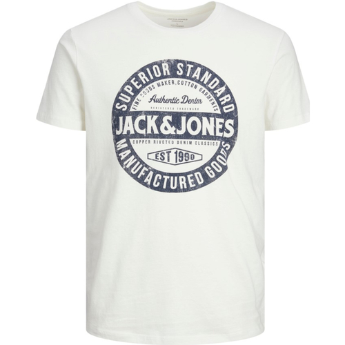 textil Hombre Camisetas manga corta Jack & Jones 12232972 JJEJEANS TEE SS O-NECK NOOS 23/24 CLOUD DANCER Blanco