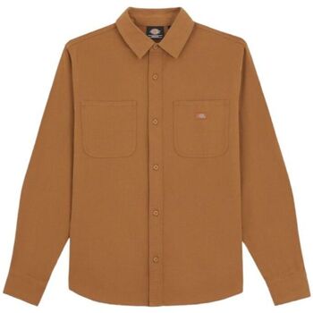 textil Hombre Camisas manga larga Dickies Camisa Duck Canvas Hombre Stone Washed Brown Marrón