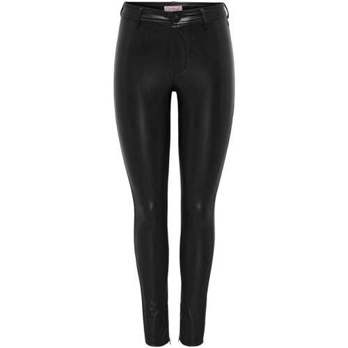 textil Mujer Pantalones Only ONLLENA-STAR MW FAUX LEA PANT Negro