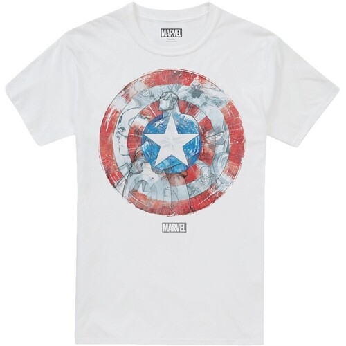 textil Hombre Camisetas manga larga Captain America Shield Blanco