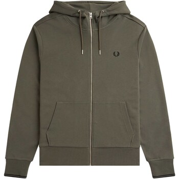 textil Hombre Polaire Fred Perry Fp Hooded Zip Through Sweatshirt Verde