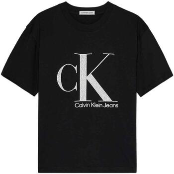 textil Niño Tops y Camisetas Calvin Klein Jeans MARBLE MONOGRAM SS T-SHIRT Negro