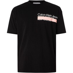 textil Hombre Camisetas manga corta Calvin Klein Jeans Camiseta Con Dirección En Capas Negro