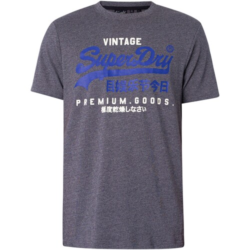 textil Hombre Camisetas manga corta Superdry Camiseta Clásica Con Logo Vintage Agrietado Azul