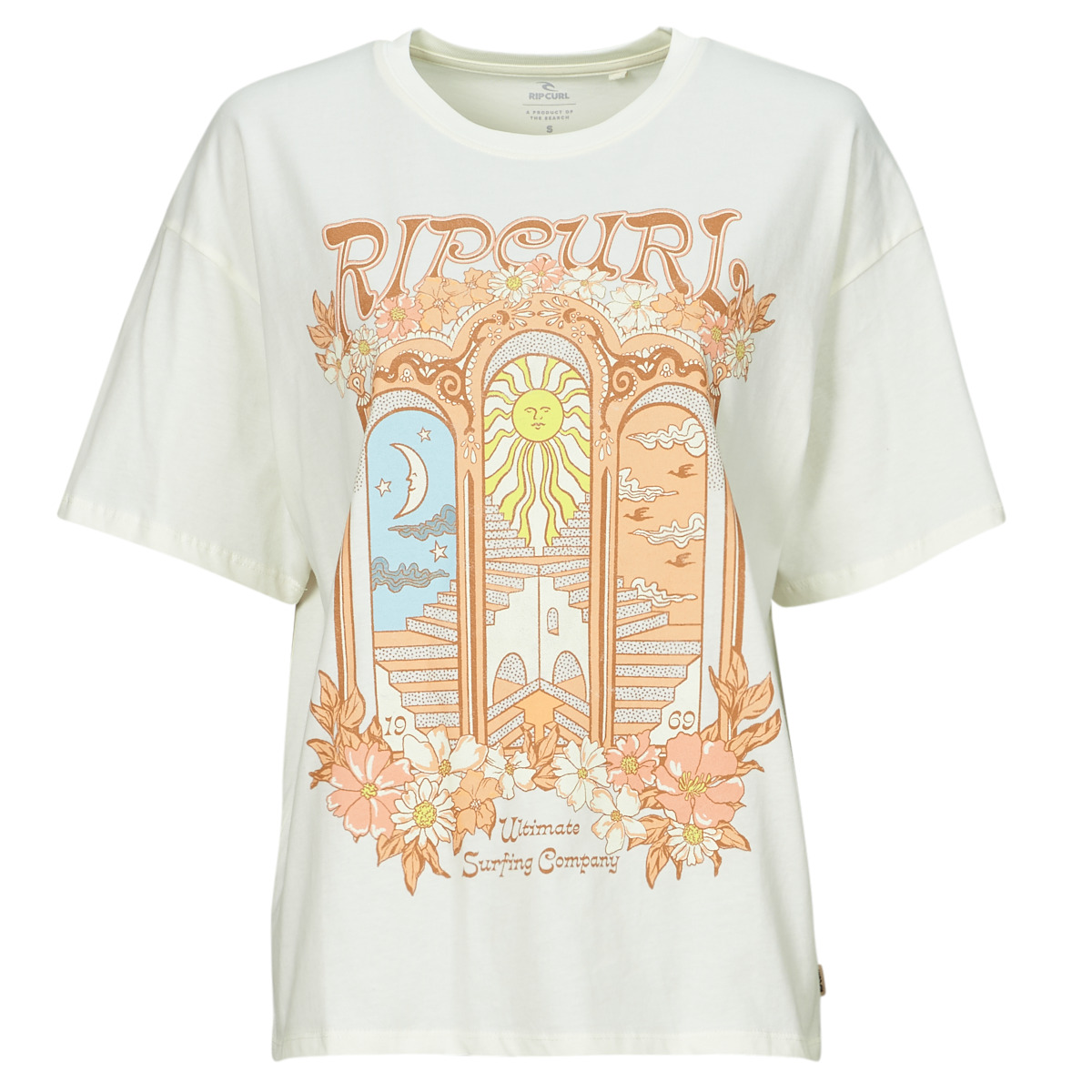 textil Mujer Camisetas manga corta Rip Curl TROPICAL TOUR HERTIAGE TEE Beige